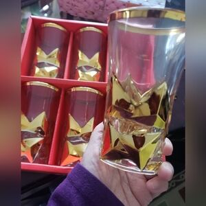 Gold Rimmed Glass Tumblers Set 6 Pieces